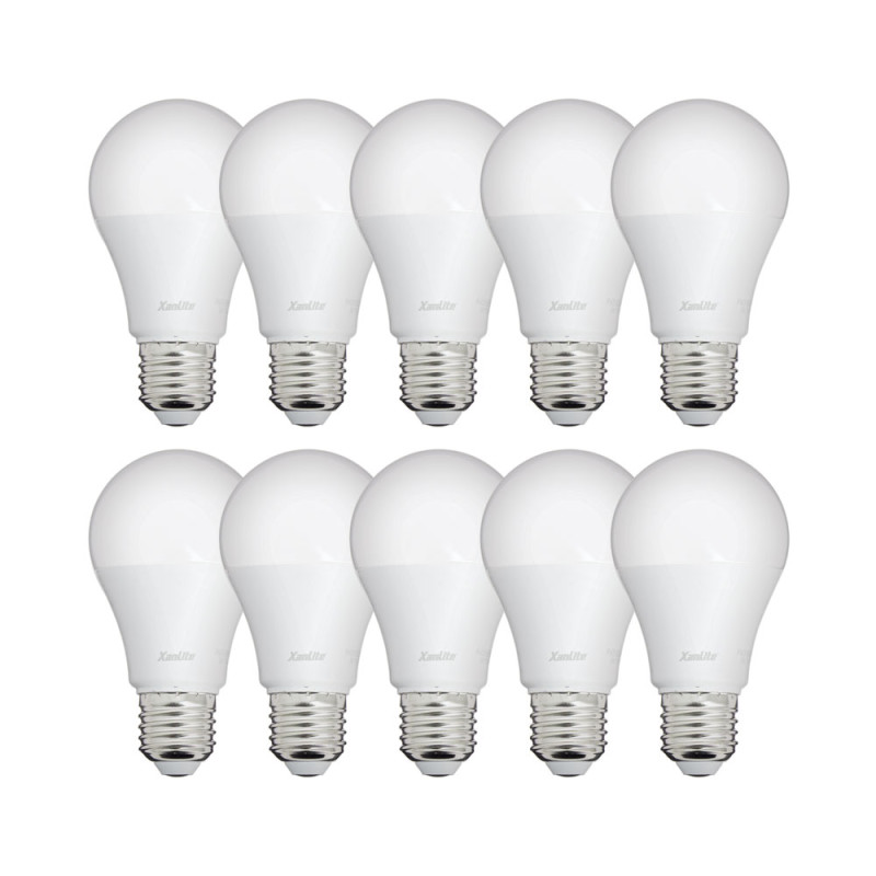 Lot de 10 Ampoules LED A60, culot E27, 9W cons. (60W eq.), lumière Blanc Neutre