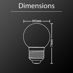 Lot de 2 ampoules Filament LED P45 Opaque, culot E27, 806 Lumens, conso. 9W (eq. 60W), 2700K, Blanc chaud