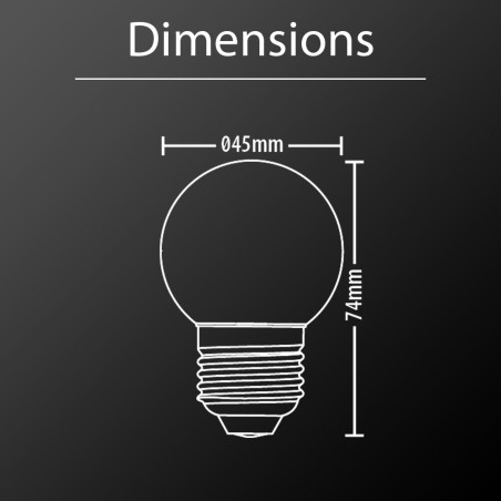 Lot de 2 ampoules Filament LED P45 Opaque, culot E27, 806 Lumens, conso. 9W (eq. 60W), 2700K, Blanc chaud
