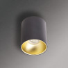 Plafonnier rond noir et or en saillie, ampoule incluse, culot GU10, 345 Lumens, conso. 5W (eq. 50W), 2700 K, Blanc chaud