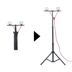 Projecteur de Chantier LED sur Pied, Filaire, x2 Projecteurs, 40 W, 2800 Lumens