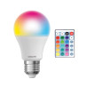 Ampoule LED A60, culot E27, 5W cons. (60W eq.), lumière blanc chaud ou lumière RVB avec télécommande