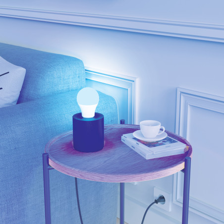 Ampoule LED A60, culot E27, 5W cons. (60W eq.), lumière blanc chaud ou lumière RVB avec télécommande