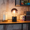 Lampe à poser cylindrique en métal noir , compatible culot E27, IP20, 60W puissance max