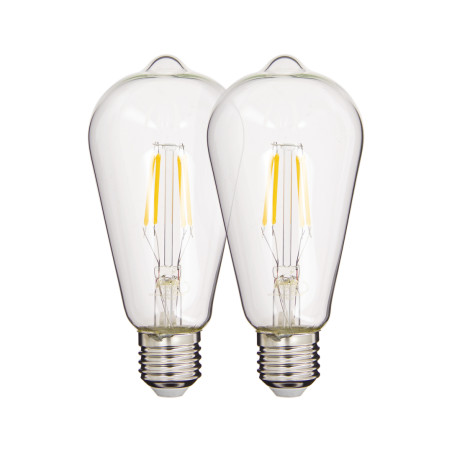 Lot de 2 Ampoules à filament LED Edison, culot E27, 470 lumens, Blanc chaud