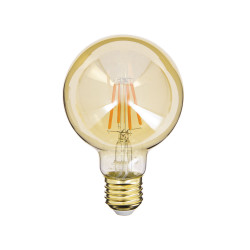 Lot de 2 Ampoules à filament LED B80 Ambrées, culot E27, 470 lumens, Blanc chaud