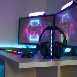 Support de casque avec barre lumineuse LED RVB Digital, Synchronisation sonore, rechargeable USB