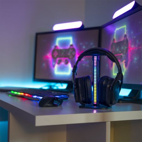 Support de casque avec barre lumineuse LED RVB Digital, Synchronisation sonore, rechargeable USB