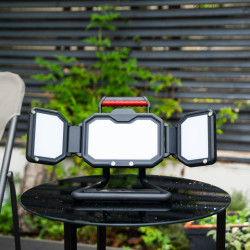 IP54 LED spotlight, 4000 lumens, 3 swivel heads, 3 modes, 10h runtime, Cool White, USB-C rechargeable