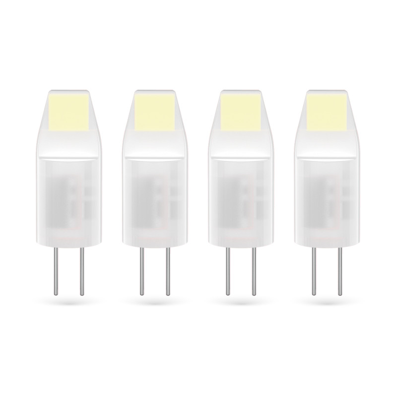 Lot de 4 Ampoules SMD LED Capsules, culot G4, 100 lumens, conso. 1W éq. 10W, Blanc chaud