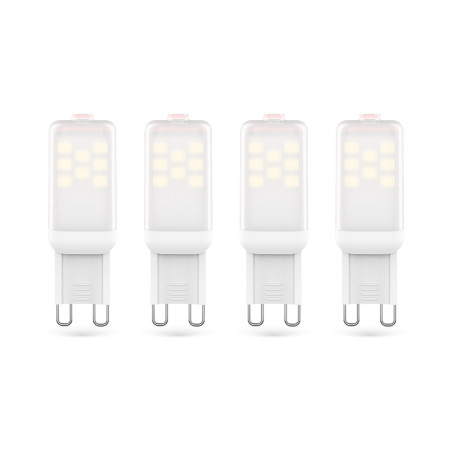 Lot de 4 Ampoules SMD LED Capsules, culot G9, 200 lumens, conso. 2,2W éq. 20W, Blanc chaud
