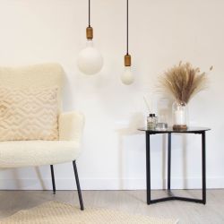 Suspension douille effet bois, culot E27, câble de 120cm, IP20