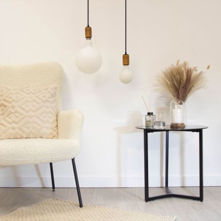 Suspension douille effet bois, culot E27, câble de 120cm, IP20