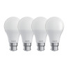 Lot de 4 ampoules LED A60, culot B22, cons. 8,8W (60W eq.), 806 lumens, Blanc chaud