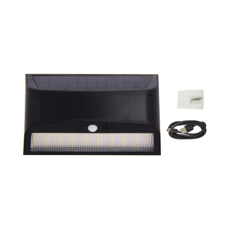 Applique murale hybride Solaire / USB, 700 Lumens, IP54, 3 modes d'éclairage, 10h d'autonomie
