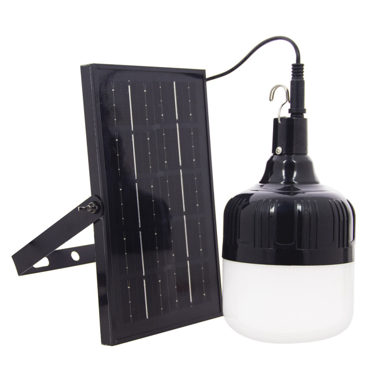 Lanterne LED à suspendre, Solaire hybride, 250 lumens, Blanc neutre, Noir