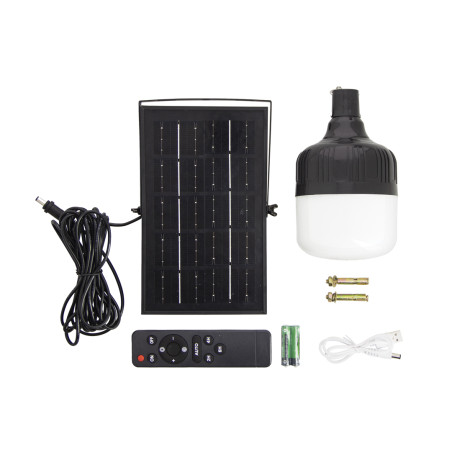 Lanterne LED à suspendre, Solaire hybride, 250 lumens, Blanc neutre, Noir