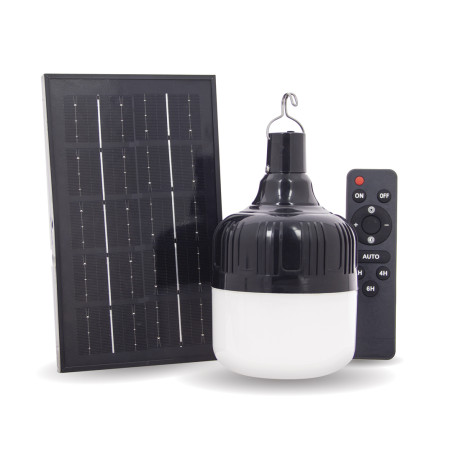 Lanterne LED à suspendre, Solaire hybride, 250 lumens, Blanc neutre, Noir
