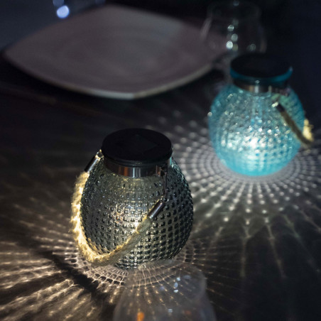 copy of Lanterne Solaire Boule IP44 - Finition verre teinté - Bleu ou Gris