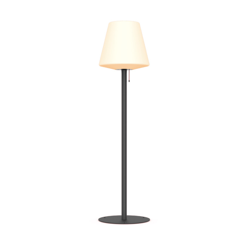 Lampadaire hybride solaire LED IP44, rechargeable USB-C, 650 lumens, 185cm, CCT & Dimmable, Noir