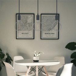 Suspension 3 douilles noire métal, culot E27, câble de 150cm réglable, IP20