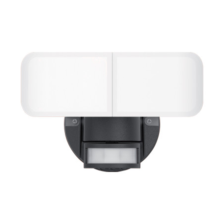 Projecteur 2 têtes noir à détecteur de mouvements orientable et désactivable, 2800 Lumens, Blanc froid