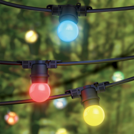Guirlande LED 10M extensible, 10 douilles, compatible ampoules E27 (non incluses)