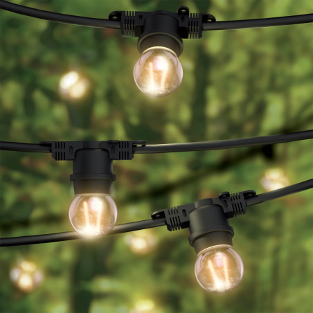 Guirlande LED 10M extensible, 10 douilles, compatible ampoules E27 (non incluses)