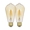 Lot de 2 Ampoules à filament LED Edison Ambrées, culot E27, 470 lumens, Blanc chaud