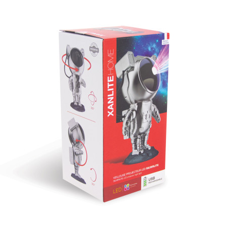 Veilleuse projecteur LED SilverLite, finition chromée, rechargeable USB, câble 100 cm