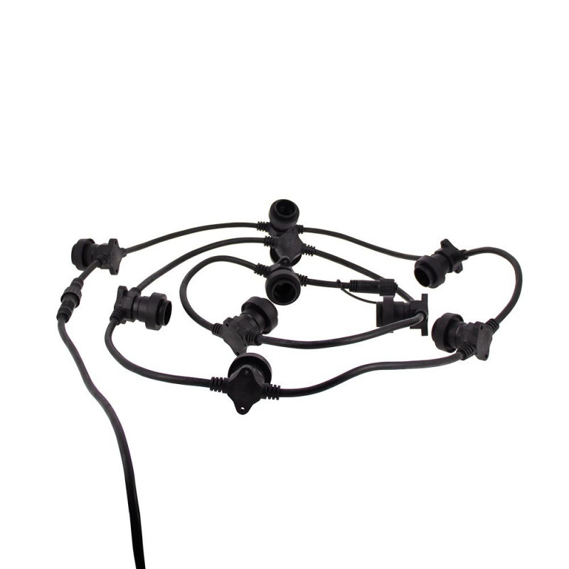 Guirlande LED 10M extensible, 10 douilles, compatible ampoules E27 (non incluses)