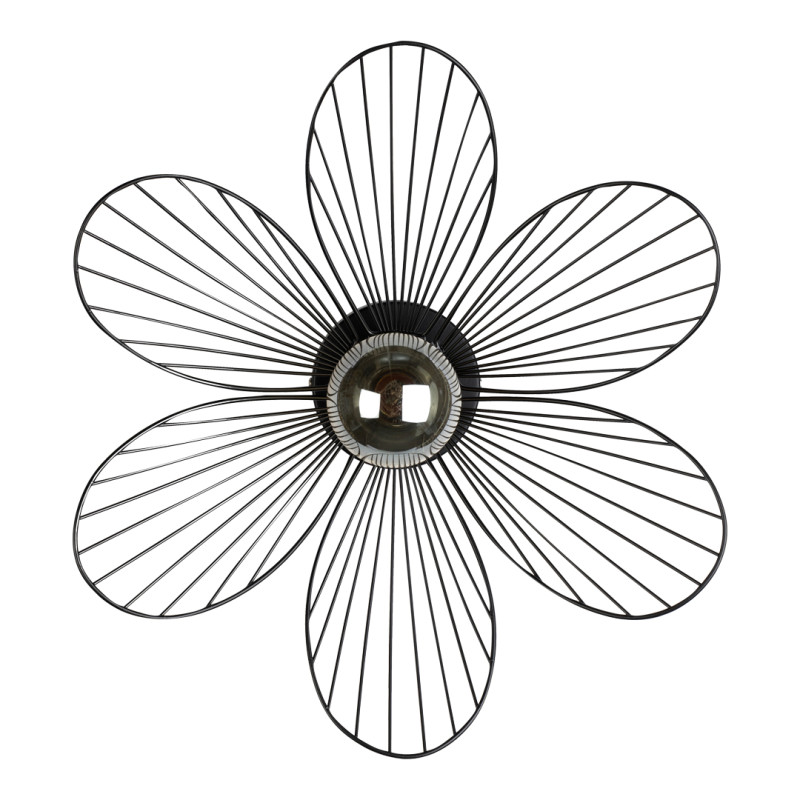 Applique FLORA en métal Noir, compatbile culot E27, 25W