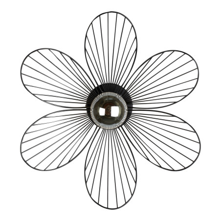 Applique FLORA en métal Noir, compatbile culot E27, 25W