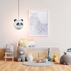 Suspension boule papier PANDA Blanc et Noir, 60W