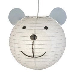 Suspension boule papier ourson MILOW Blanc et Noir, 60W