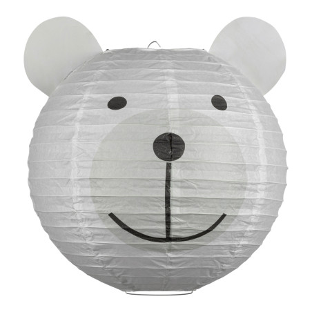 Suspension boule papier ourson MILOW Blanc et Noir, 60W
