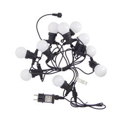 Guirlande lumineuse LED 5m 230V, extensible IP44, 10 boules P45, 8 modes d'utilisation