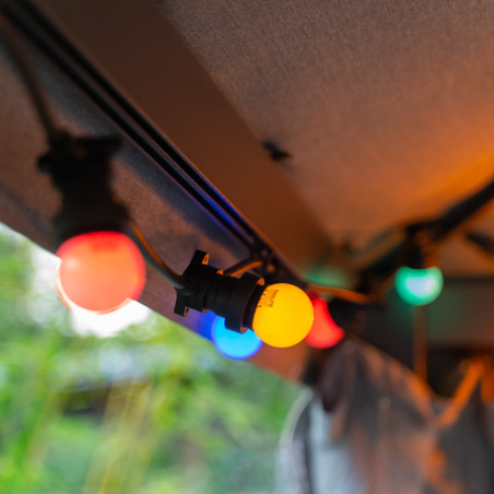 Guirlande lumineuse LED 5m 230V, extensible IP44, 10 boules P45, 8 modes d'utilisation