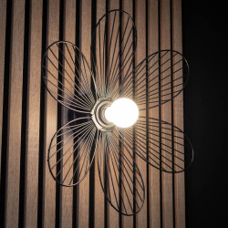 Applique FLORA en métal Noir, compatbile culot E27, 25W