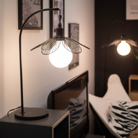 Lampe à poser FLORA en métal Noir, compatible culot E27, 25W