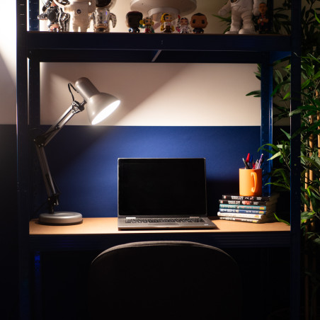 Lampe à poser TEMPO en métal Gris, compatible culot E27, 25W