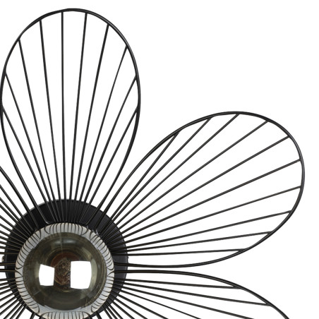 Applique FLORA en métal Noir, compatbile culot E27, 25W