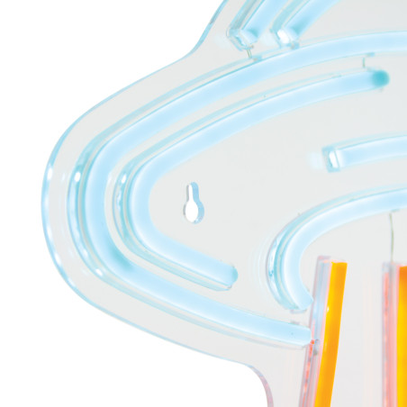 Applique murale néon soucoupe volante, USB filaire, Bleu et orange
