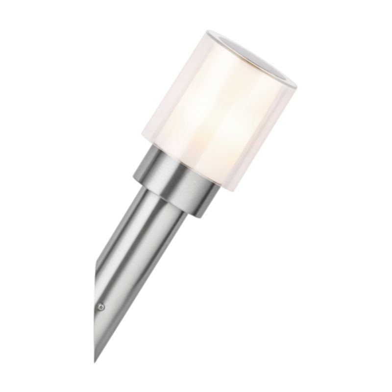 Applique murale filaire flambeau en acier finition gris argent, IP44, culot E27