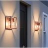 Applique murale filaire en aluminium effet rouille, 2 têtes (culot E27), IP44