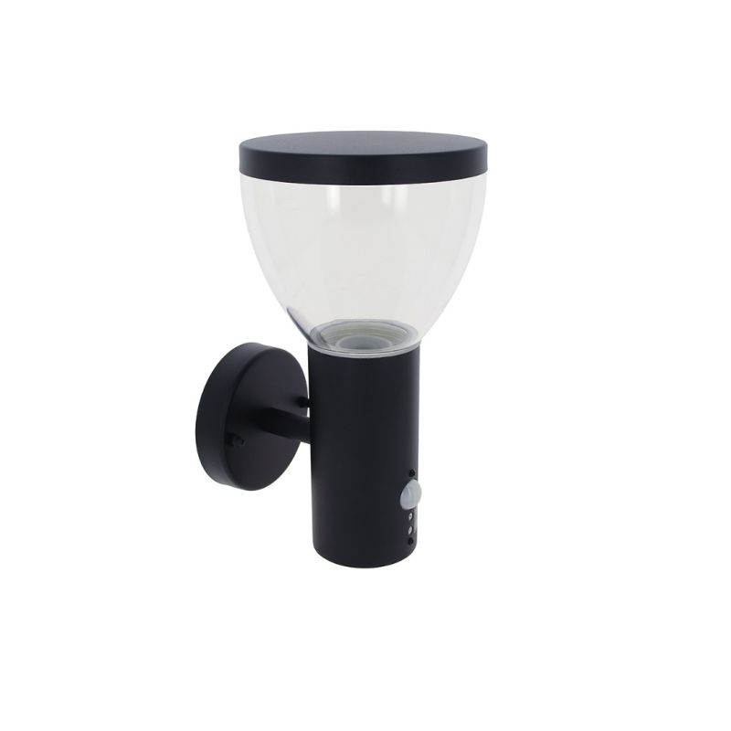 Applique murale filaire en métal noire moderne, IP44, détecteur de mouvement, culot E27