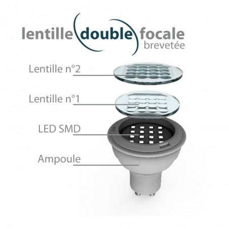Ampoule LED spot, culot GU10, 6,1W cons. (50W eq), lumière blanc chaud