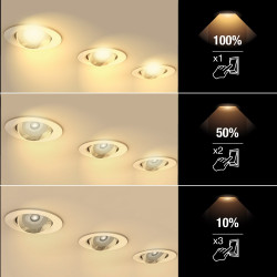 Spot Encastrable LED Intégré - Dimmable par switch - Orientable - cons. 6W (eq. 50W) - 400 lumens - Blanc chaud