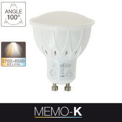 Ampoule LED spot, culot GU10, 6,5W cons. (50W eq.), couleur de lumière variable