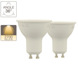 Lot de 2 ampoule LED spot au culot GU10, 6W cons. (75W cons.), lumière blanche chaude